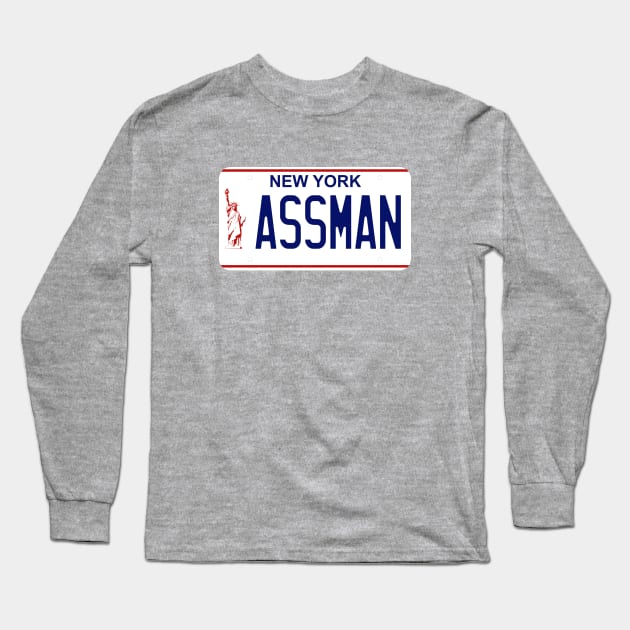 Assman New York License Plate Long Sleeve T-Shirt by fandemonium